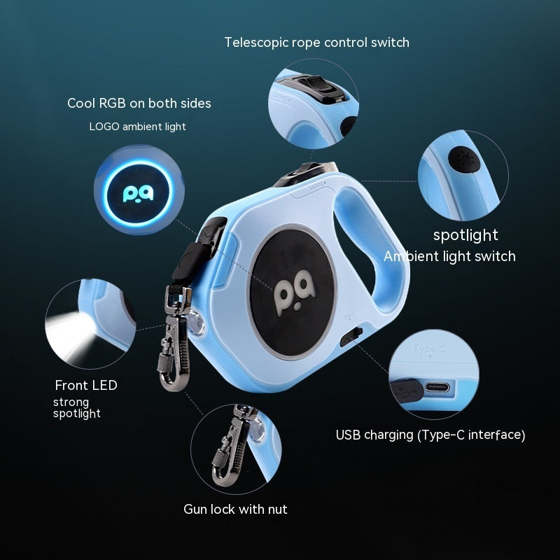 Light Up Night Walks – LED Retractable Dog Leash!