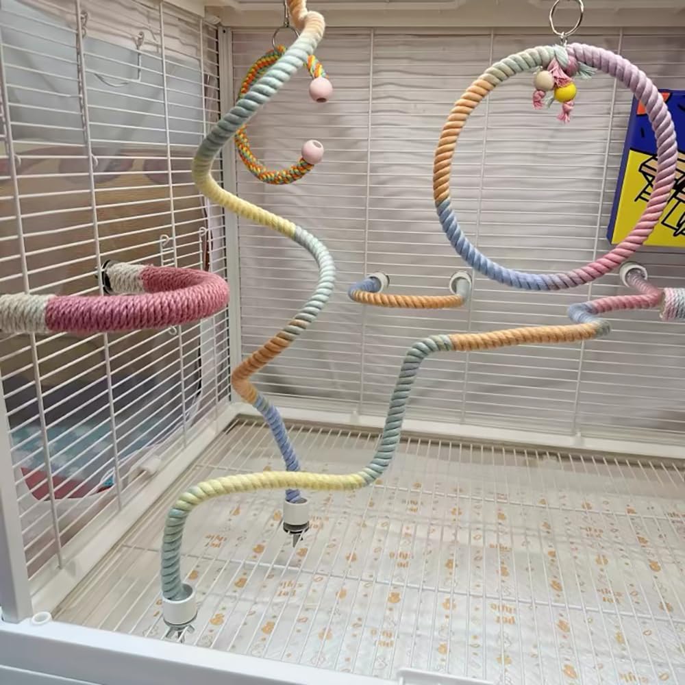 Colorful Bendable Bird Rope Perch – Fun For Feathered Friends!