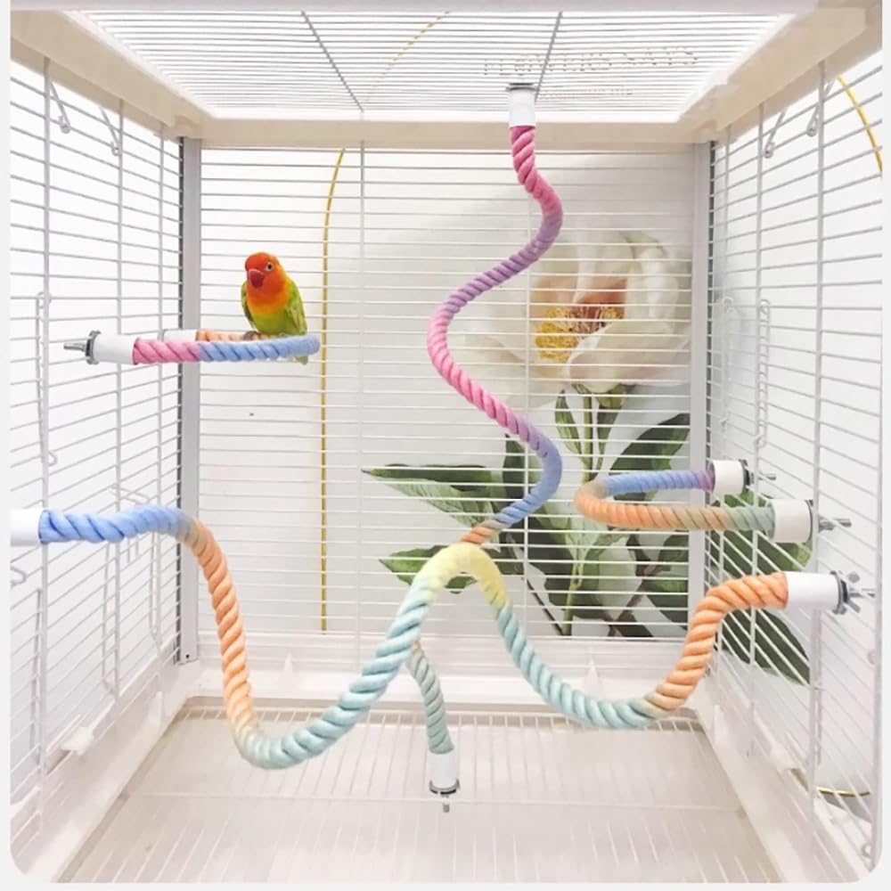 Colorful Bendable Bird Rope Perch – Fun For Feathered Friends!