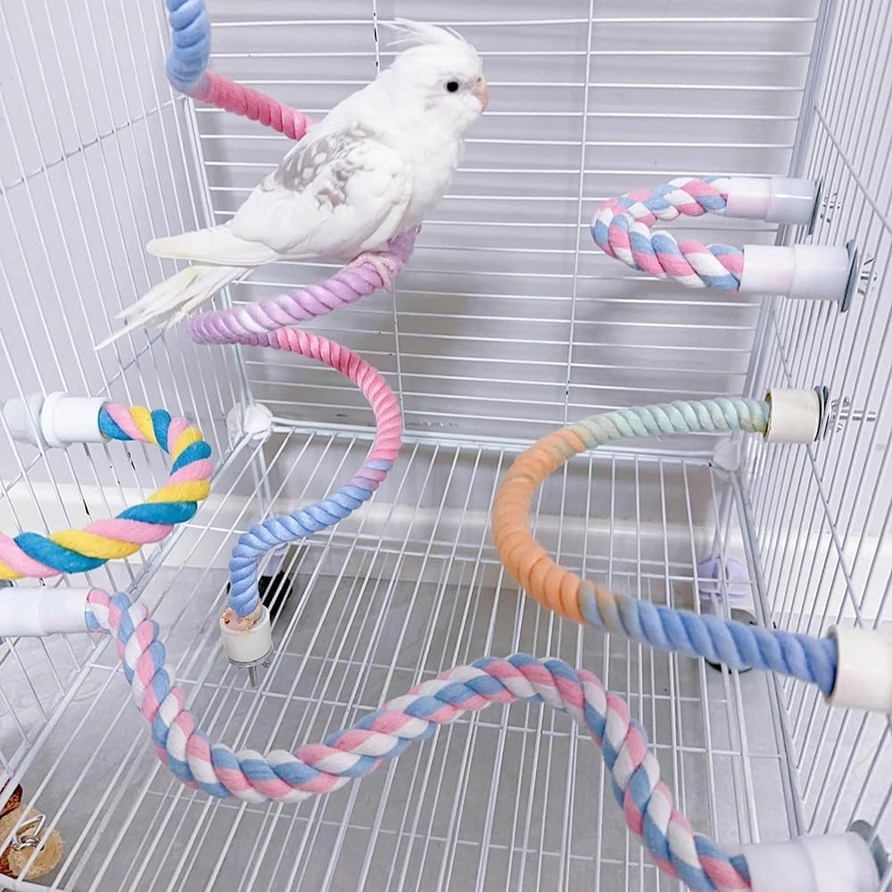 Colorful Bendable Bird Rope Perch – Fun For Feathered Friends!
