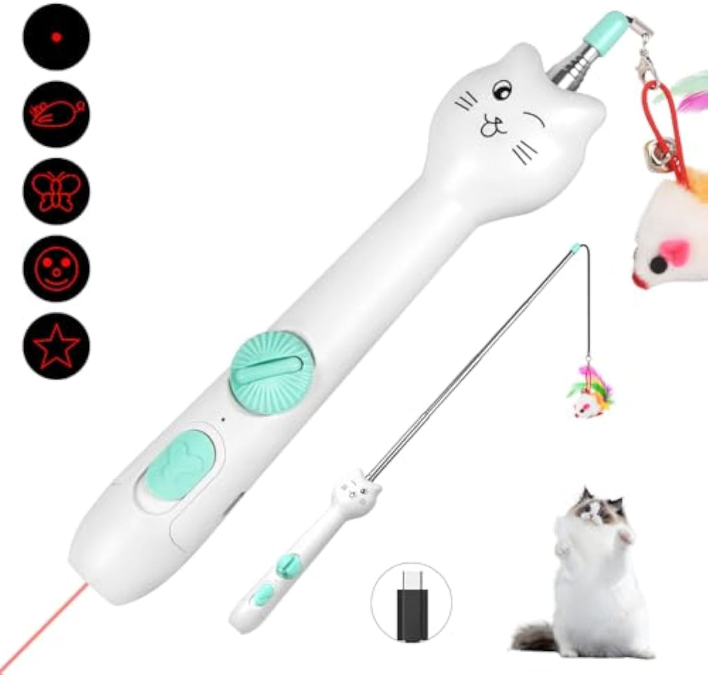 2-in-1 Laser & Feather Toy Cats Go Crazy For!